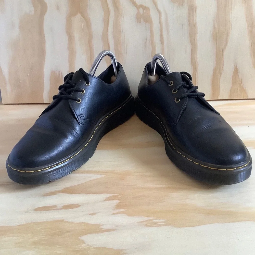 Dr. Martens Zavala Lo Black Leather Platform Oxford Shoes US L 9 M 8 LA004